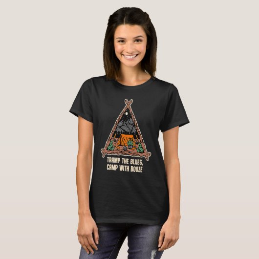 Camp with Booze Camping Beer  Camper Drinker Drink Tシャツ (正面フル)