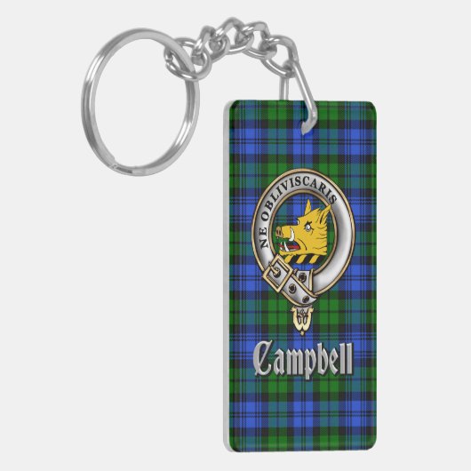 Campbell Clan Badge/Tartan Rectangle キーホルダー (正面左)