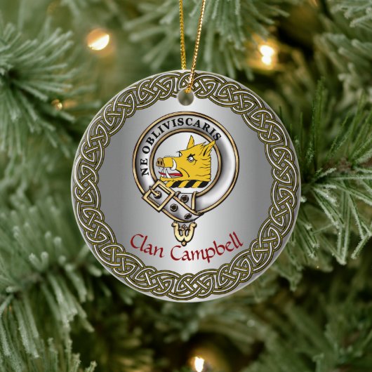 Campbell Clan Badge & Tartan Thistle Personalized セラミックオーナメント (ツリー)