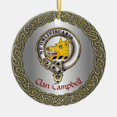 Campbell Clan Badge & Tartan Thistle Personalized セラミックオーナメント (正面)