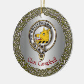 Campbell Clan Badge & Tartan Thistle Personalized セラミックオーナメント (左)