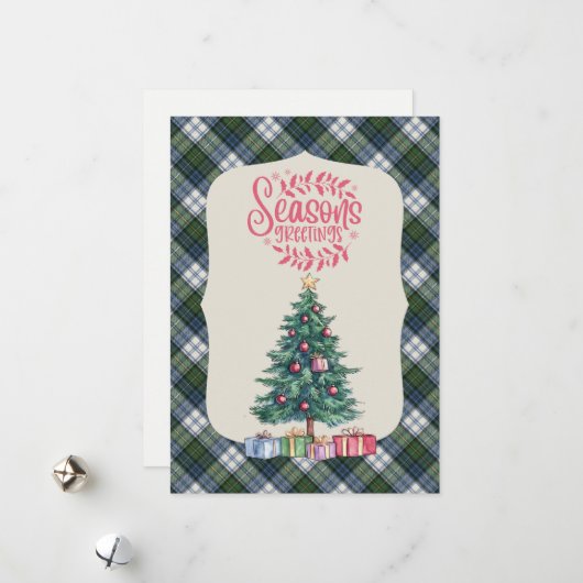 Campbell Dress Ancient Scottish Tartan Christmas シーズンカード (正面/裏面インサイチュ)