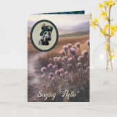 Campbell Scottie Dog & Tartan Personalized Card カード (黄色い花)