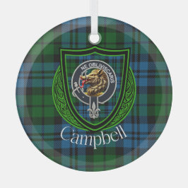 Campbell Scottish Clan Tartan & Crest ガラスオーナメント