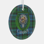 Campbell Scottish Clan Tartan & Crest ガラスオーナメント (正面右)