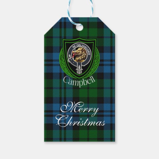 Campbell Scottish Clan Tartan & Crest ギフトタグ (正面)