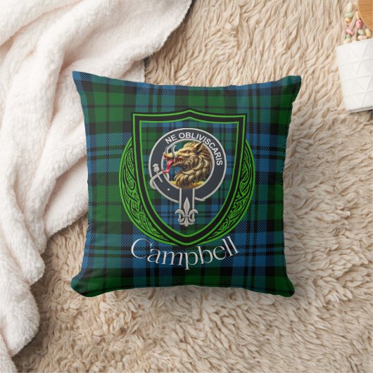 Campbell Scottish Clan Tartan & Crest クッション (ブランケット)