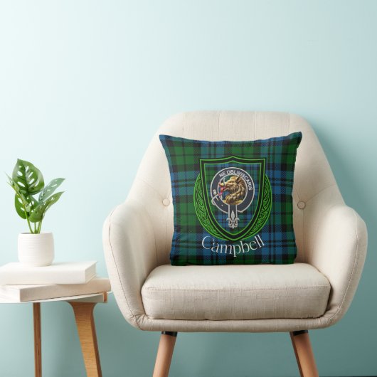 Campbell Scottish Clan Tartan & Crest クッション (椅子)