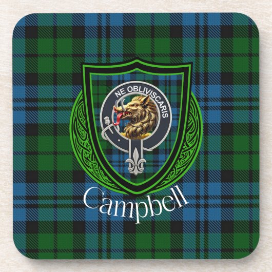 Campbell Scottish Clan Tartan & Crest コースター (正面)