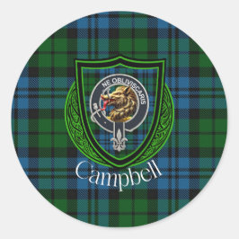 Campbell Scottish Clan Tartan & Crest ラウンドシール