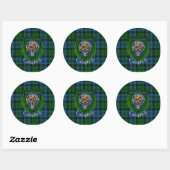 Campbell Scottish Clan Tartan & Crest ラウンドシール (シート)
