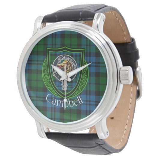 Campbell Scottish Clan Tartan & Crest 腕時計 (アングル)