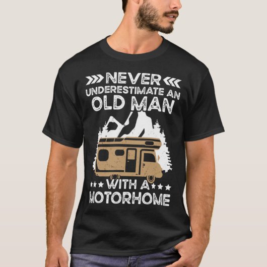 Camper  Camping Old Man With A Motorhome Travel Tシャツ (正面)