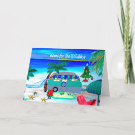 Camper Christmas cards by the beach シーズンカード