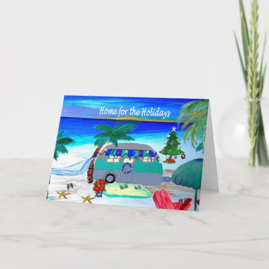 Camper Christmas cards by the beach シーズンカード (正面)