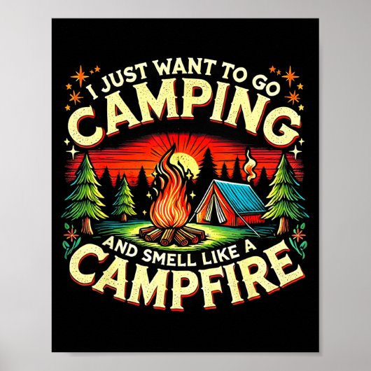 Camper Funny Cute Camng Glamng Campfire Quote Camp ポスター (正面)