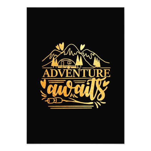 Camper Gift Adventure Is Awaits フォトプリント (正面)