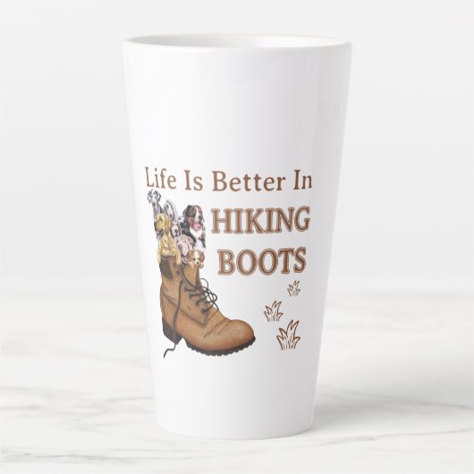 Camper Gift | Life Is Better In Hiking Boots Dog カフェラテマグ (正面)