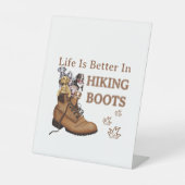 Camper Gift | Life Is Better In Hiking Boots Dog 台座サイン (正面)