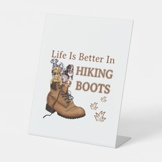 Camper Gift | Life Is Better In Hiking Boots Dog 台座サイン (正面)