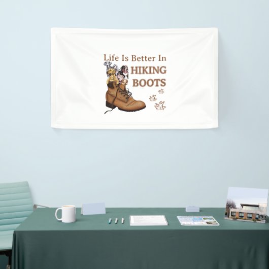 Camper Gift | Life Is Better In Hiking Boots Dog 横断幕 (トレードショー)