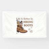 Camper Gift | Life Is Better In Hiking Boots Dog 横断幕 (横)