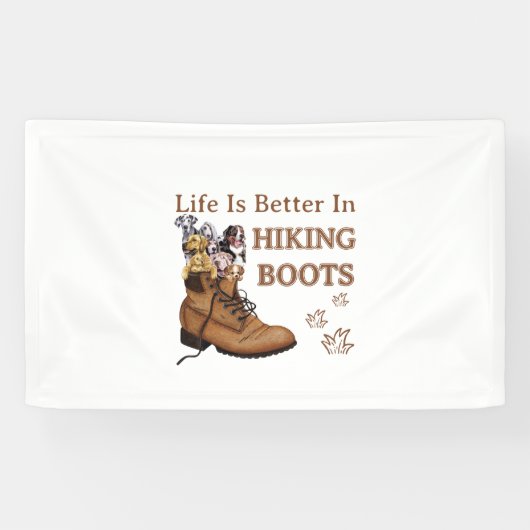 Camper Gift | Life Is Better In Hiking Boots Dog 横断幕 (横)