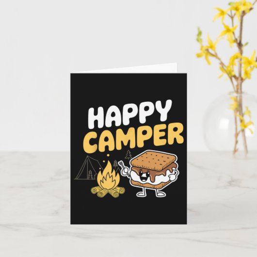 Camper Marshmallow Camping Smores Kawaii S'mores  カード (黄色い花)
