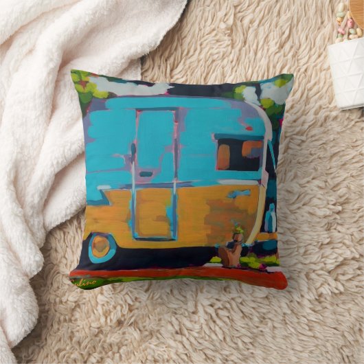 Camper Painting - Gift for Camping Lovers クッション (ブランケット)
