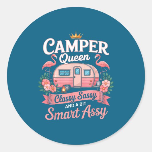 Camper Queen Cly Sy Smart Y Camng Rv Women  ラウンドシール (正面)
