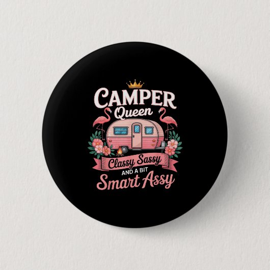 Camper Queen Cly Sy Smart Y Camng Rv Women  缶バッジ (正面)