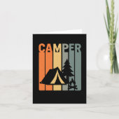 Camper Retro Funny Camping Tent Fire Pine Tree Out カード (正面)