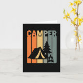 Camper Retro Funny Camping Tent Fire Pine Tree Out カード (黄色い花)