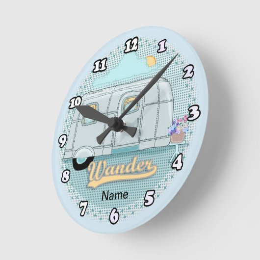 Camper Trailer Clock  ラウンド壁時計 (傾斜)