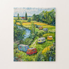 Camper Vans by Tulip Fields Fantasy Painting ジグソーパズル