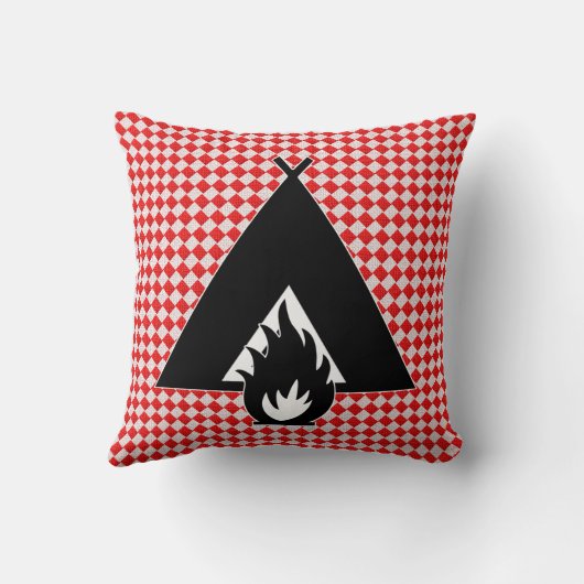 Campfire and Tent on Picnic Table Pattern クッション (裏面)
