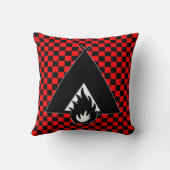 Campfire and Tent on Red and Black Checkerboard クッション (裏面)