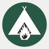 Campfire and Tent Symbol ラウンドシール (正面)