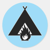 Campfire and Tent Symbol ラウンドシール (正面)