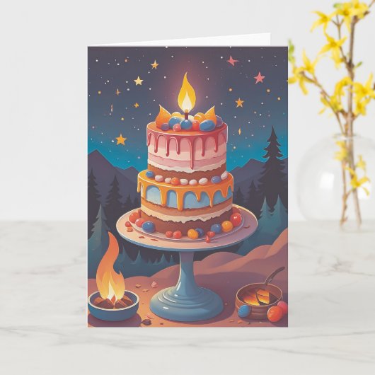 Campfire Birthday Bliss カード (黄色い花)