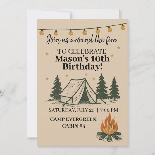 Campfire Birthday Invitation 招待状 (正面)