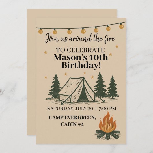Campfire Birthday Invitation 招待状 (正面/裏面)