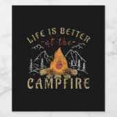 Campfire Camping Design ワインラベル (シングルラベル)