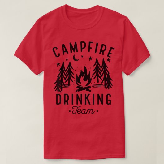 Campfire Drinking Team Happy Camper Funny Camping Tシャツ (デザイン正面)