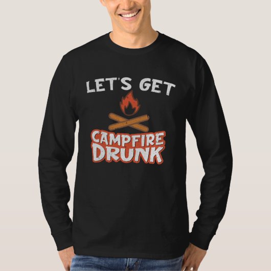 Campfire Drunk Beach Camping Drinking  Humour Tシャツ (正面)