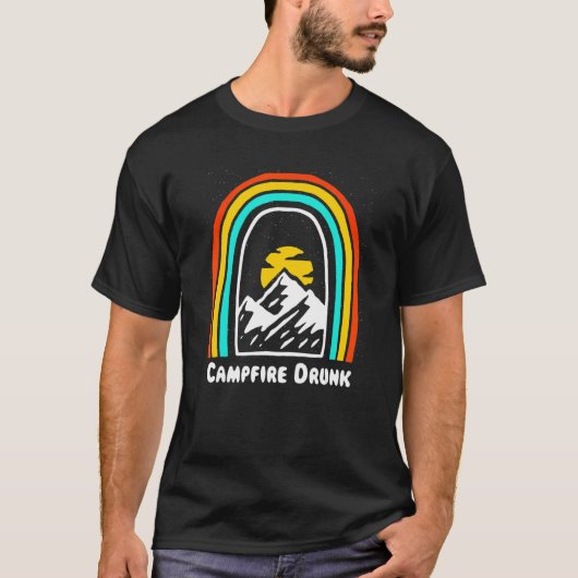 Campfire Drunk Camping Beer  Camper Drinker Drinki Tシャツ (正面)