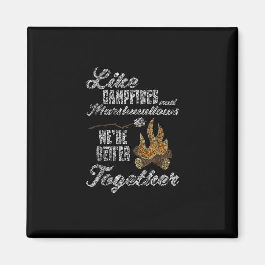 Campfire Marshmallows Better Together Distressed V マグネット (正面)