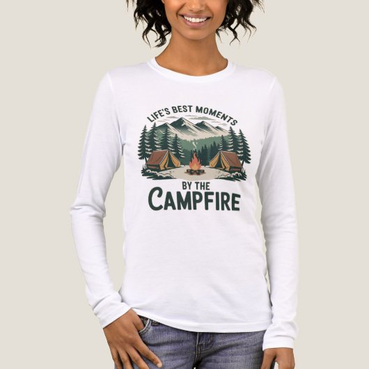 Campfire Moments Vintage Mountain Scene | Women’s  トライブレンドＴシャツ (正面)