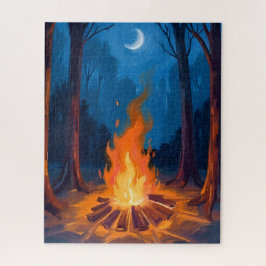 Campfire Moon | Nature Watercolor Painting ジグソーパズル