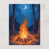 Campfire Moon | Nature Watercolor Painting ポストカード (正面)